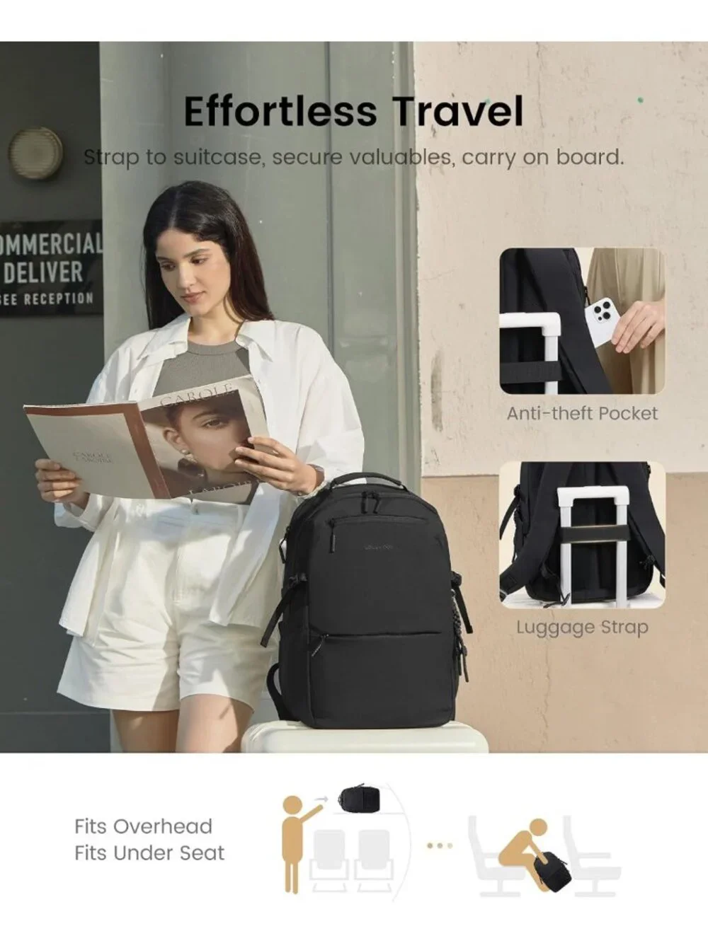 Stylish Women's Laptop Backpack with Tumbler Holder | Work & Travel Bag